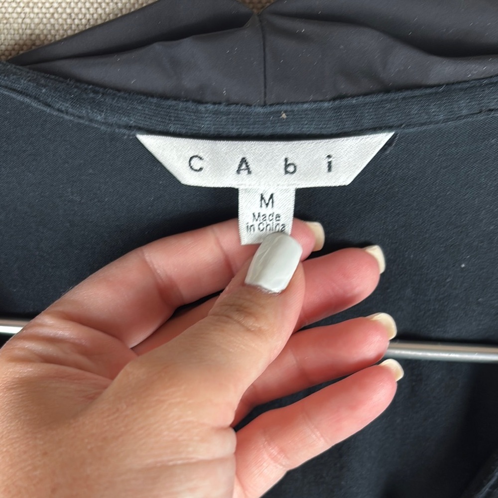 Cabi > Black Mixed Media Memory Top Oversized Collar Blouse Medium - Picture 2 of 9